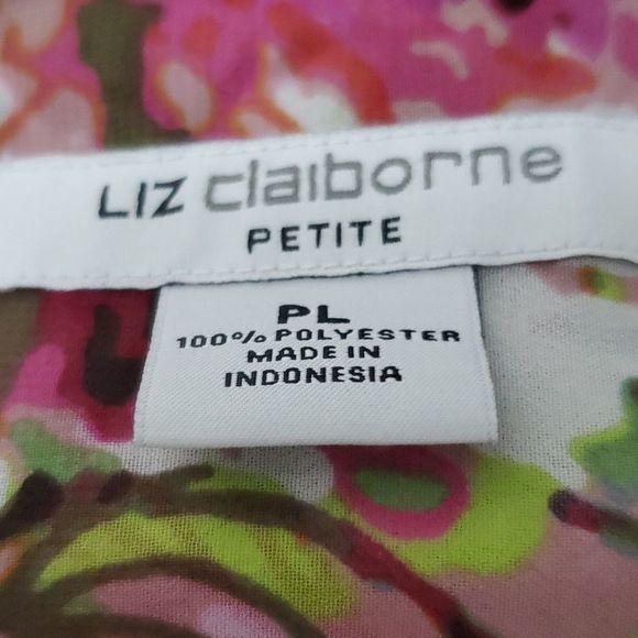 LIZ CLAIBORNE PETITES Women's Floral Blouse, Size Petite Large PL - Picture 3 of 12
